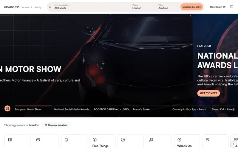 Screenshot of the Humanitix homepage