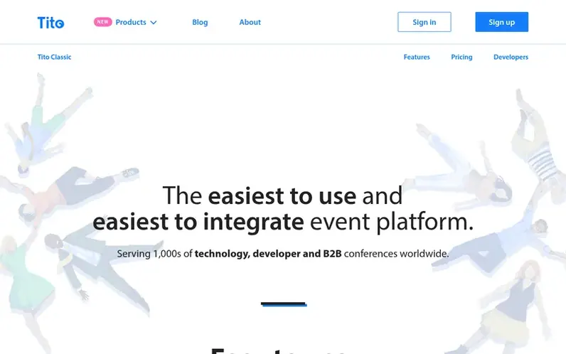 Screenshot of the Tito homepage